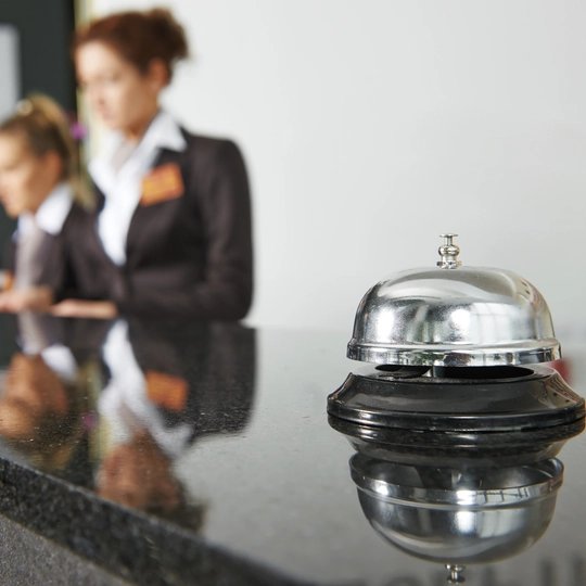 Hotel reception with bell