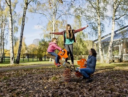 Excursión con niños, patio de recreo del FEZ en Volkspark Wuhlheide Berlin