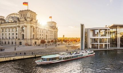 Ship at government district Berlin-Mitte